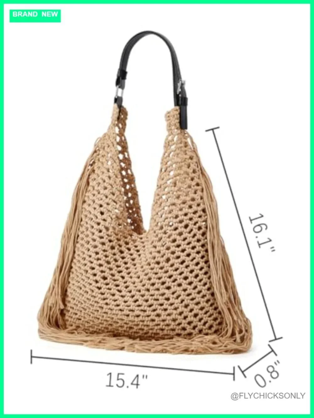 Crochet Shoulder Bag Fringe Hollow Woven Hobo Tote Handbag Large Travel Beach